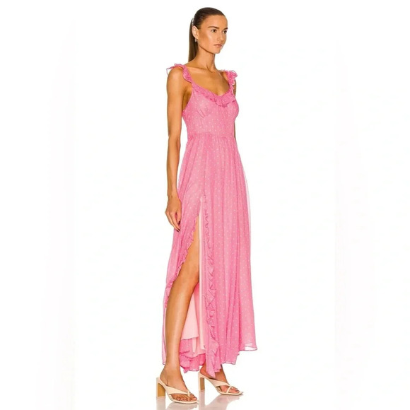 LoveShackFancy Junia Maxi Dress | Hot Pink Cherry | NEW | 2 - Picture 3 of 13